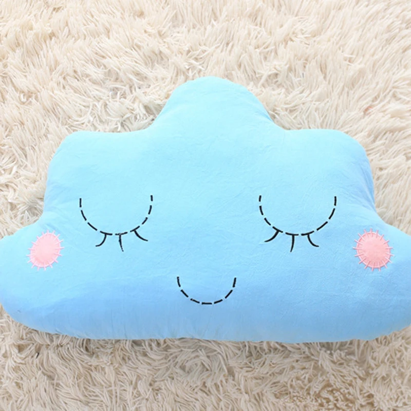 50 см милый мультфильм Kawaii облако смайлик розовый синий лицо мягкая плюшевая