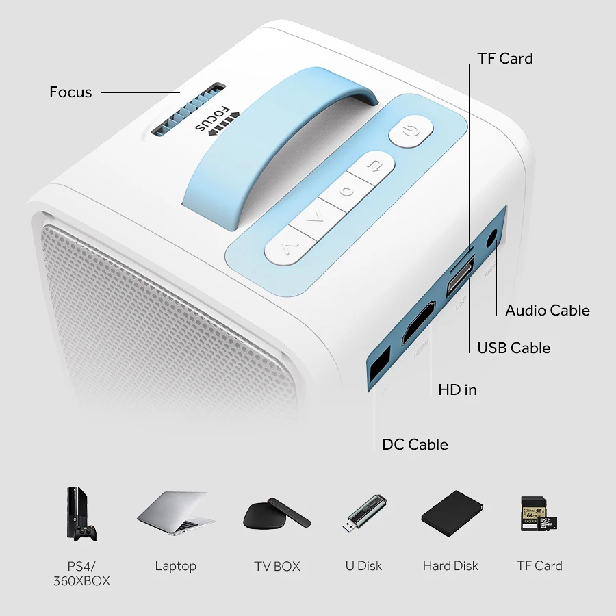 Тоуйингер Q2 Мини Проектор 700 Люмен Подарок для Детей Портативный LED-бимер Домашний Театр для Детей Оптовая Распродажа.