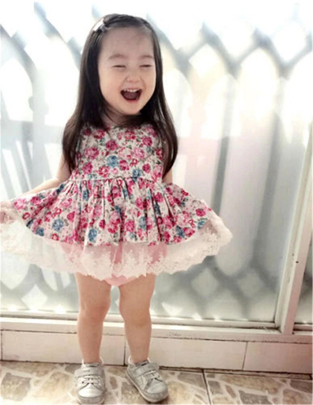 2017 Infant Bebe 0-24M Girl Newborn flower cotton blend lace edge Princess Dress Skirt+Pants baby girl Clothes set vestidos | Детская
