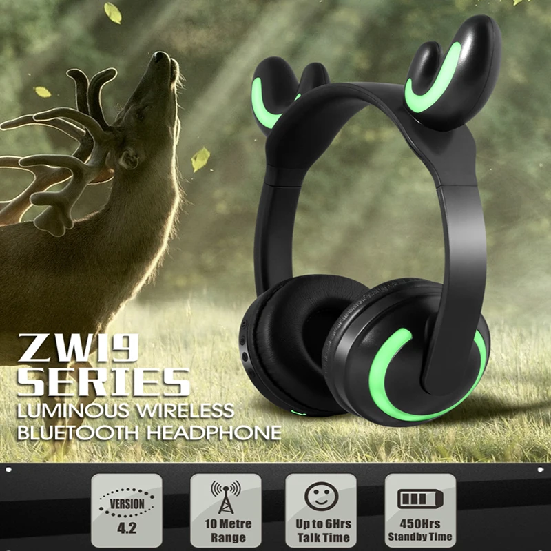 Наушники Bonway Deer/Devil/Cat/Rabbit светодиодные светящиеся беспроводные Bluetooth наушники
