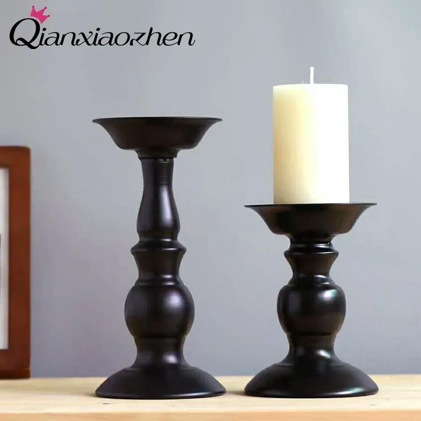 

Qianxiaozhen Metal Black Candle Holders Wedding Decorations Candlestick Wedding Candle Holder Home Decoration Candle Stick