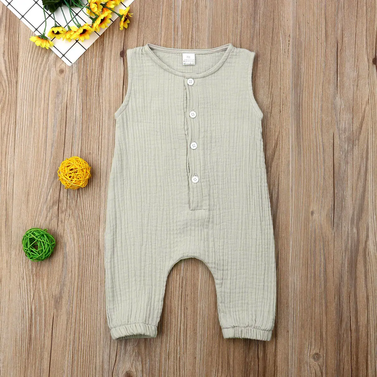 Повседневный хлопковый комбинезон без рукавов для новорожденных мальчиков и