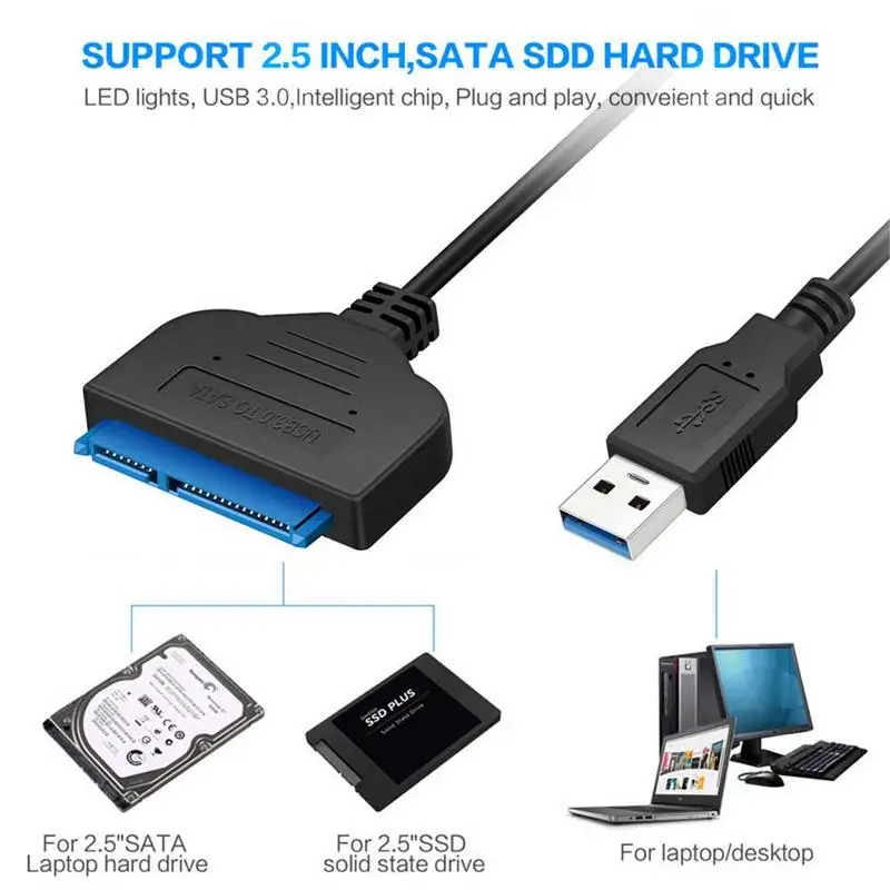 USB 3.0 To 2.5&quot SATA III Hard Drive Adapter Cable UASP -SATA USB3.0 Converter Car Accessory Disk Data | Автомобили и
