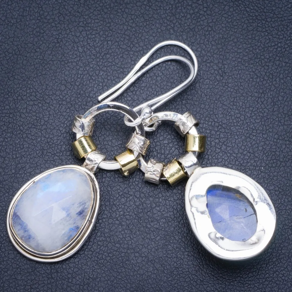 Natural Rainbow Moonstone Handmade Unique 925 Sterling Silver Earrings 1.75&quot A0804 | Ювелирные украшения