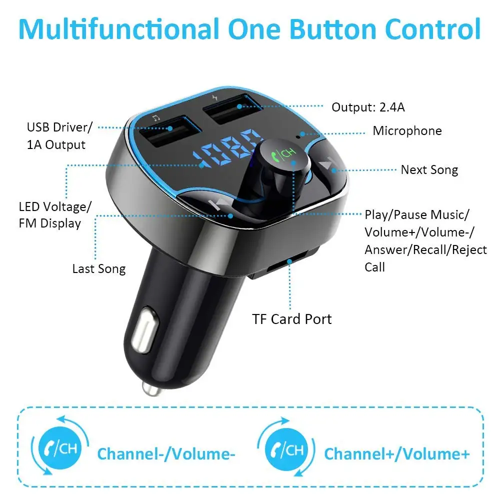 Bluetooth fm-передатчик зарядное устройство беспроводной радиопередатчик