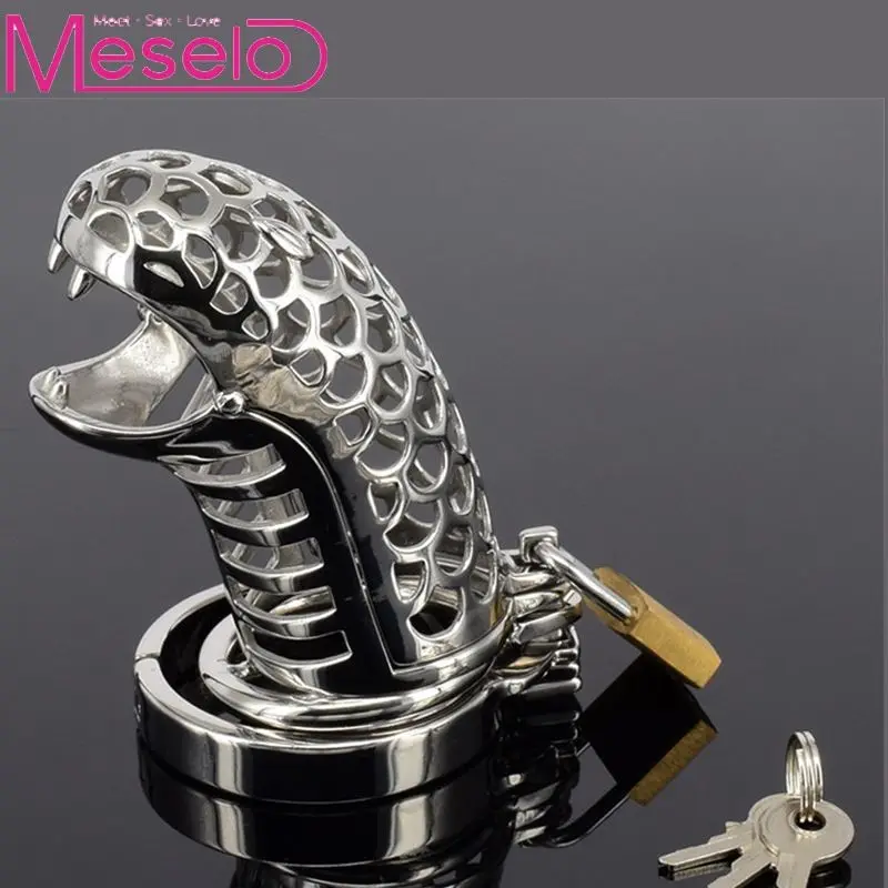 Meselo металлическая нержавеющая Мужская Целомудрие устройство стальная клетка