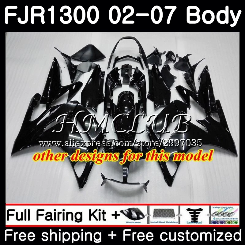 Обтекатель FJR1300A для YAMAHA FJR 1300 2001 2002 2003 2004 2005 2006 4HC.8 цвет блестящий черный FJR1300 01 02 03 04