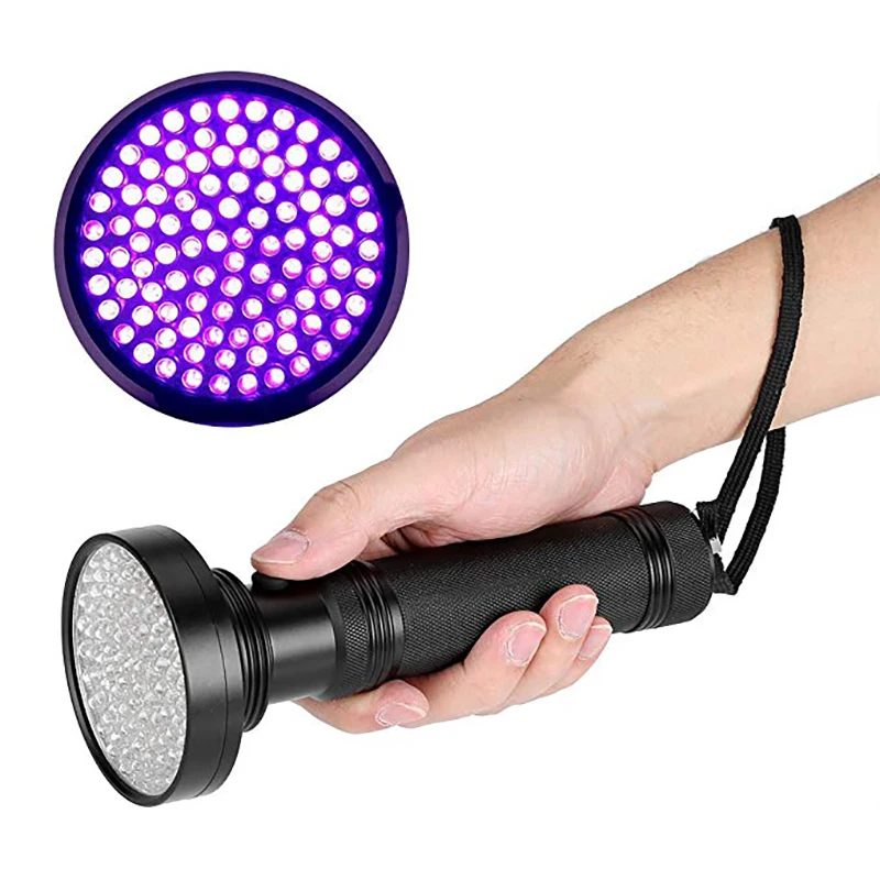 

UV Flashlight 100 LEDs 395 Nm UV Detector Light For Dog Cat Urine, Pet Stains, Bed Bugs, Scorpions, Machinery Leaks Inspection