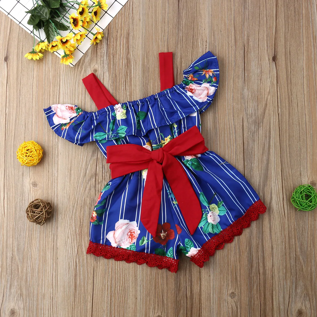 Новинка весны 2019 года комбинезон с цветочным принтом и лямками для новорожденных