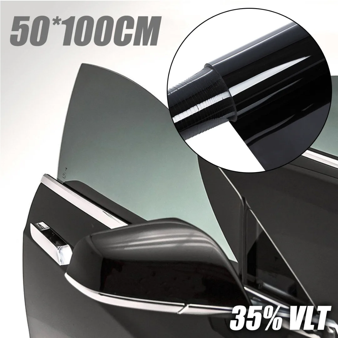 Mayitr 1 шт. 50x100 см VLT 35% Черный Автомобильный затеняющий экран для стекла автомобиля