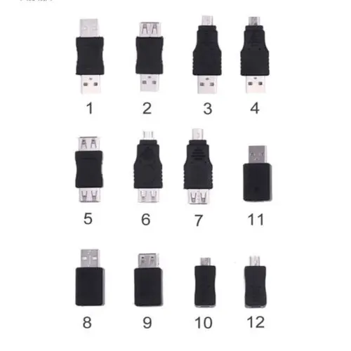 12PCS OTG 5 Pin F/M Micro Changer Adapter Converter USB Male to Female New | Электроника