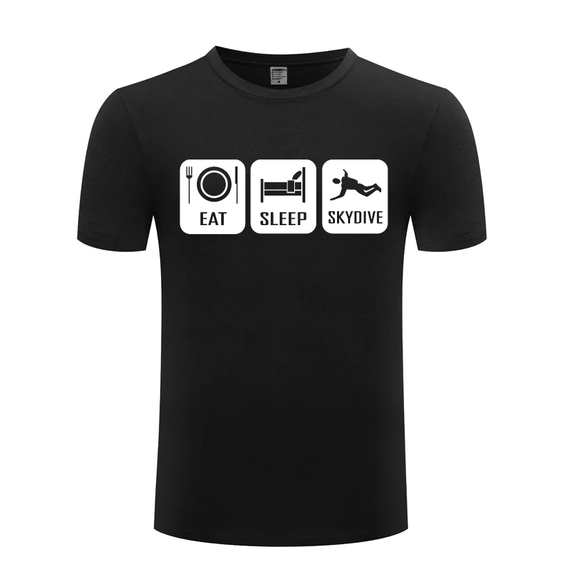 Однотонная мужская футболка с надписью Eat Sleep SkyDive Мужская новинка 2018