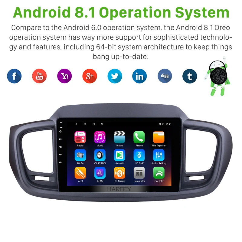 Harfey 10 1 дюймов 2Din Android 8 Левая рука водителя автомобиля gps радио головное
