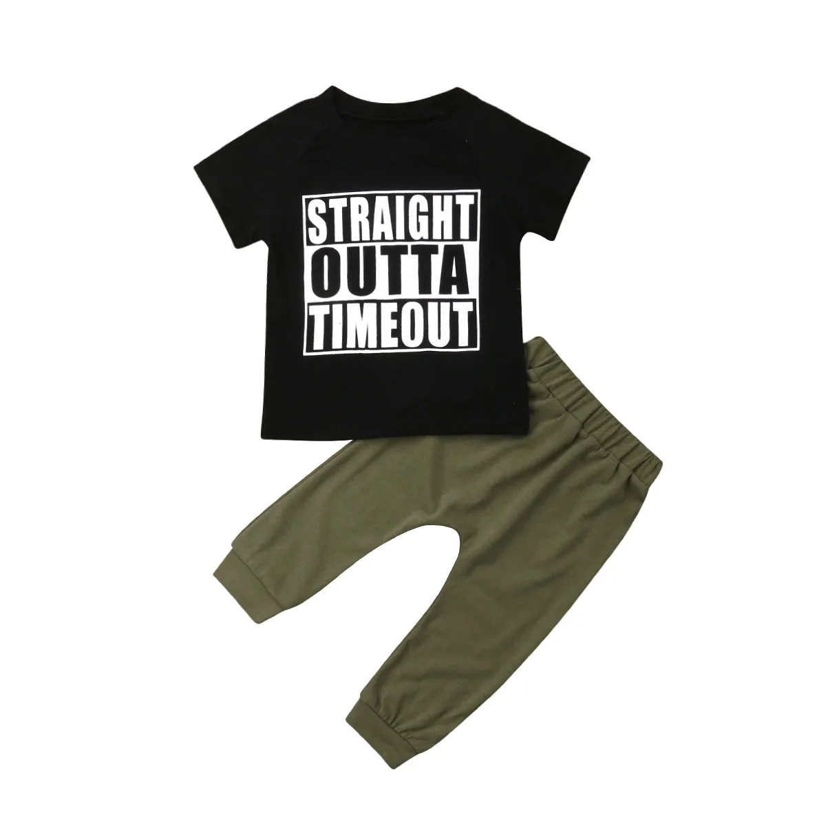 

2019 New Newborn Infant Toddler Kids Baby Boy Clothes Short Sleeve T-shirt Tops Army Green Pants Trousers Outfits 2PCS Set