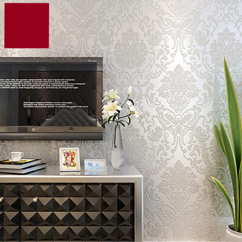 Тисненная Европейская Дамасская настенная бумага Роскошная 3d Классическая