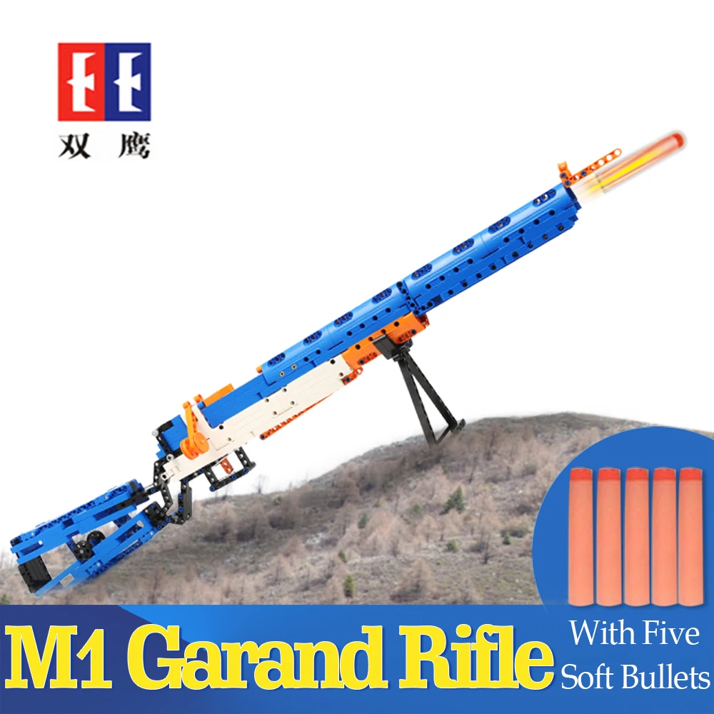 rubber band  gun  AK-47 Garand Rifle  Gun military bricks weapon set can fire building blocks toy for children gift