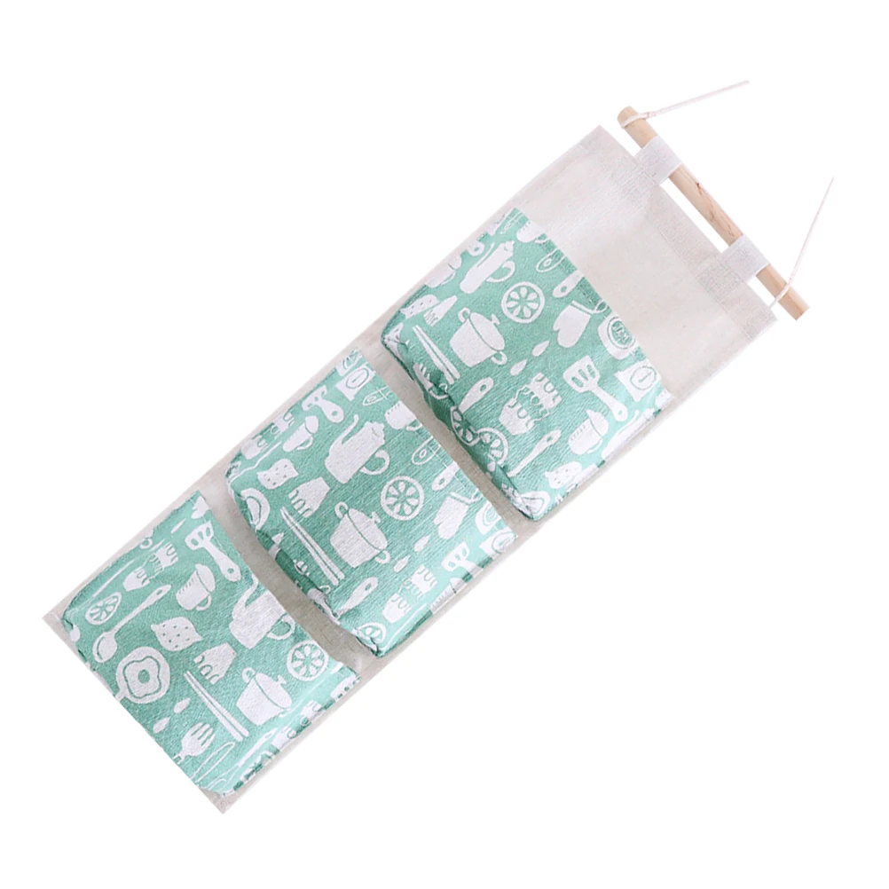 1PC 3 Pockets Hanging Cotton Linen Wall Mounted Storage Bag Pouch Cosmetic Toys Organizer Wardrobe Hang for Bedroom | Дом и сад