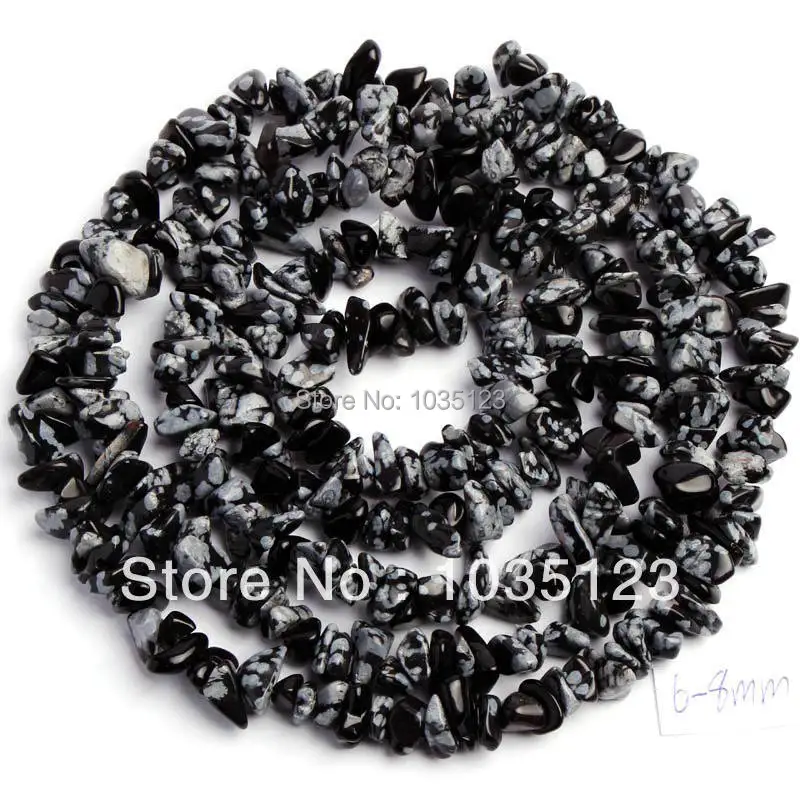 

5-8mm Natural Snowflake Obsidian Stone Chip Shape DIY Loose Beads Strand 34" Jewelry Making w349