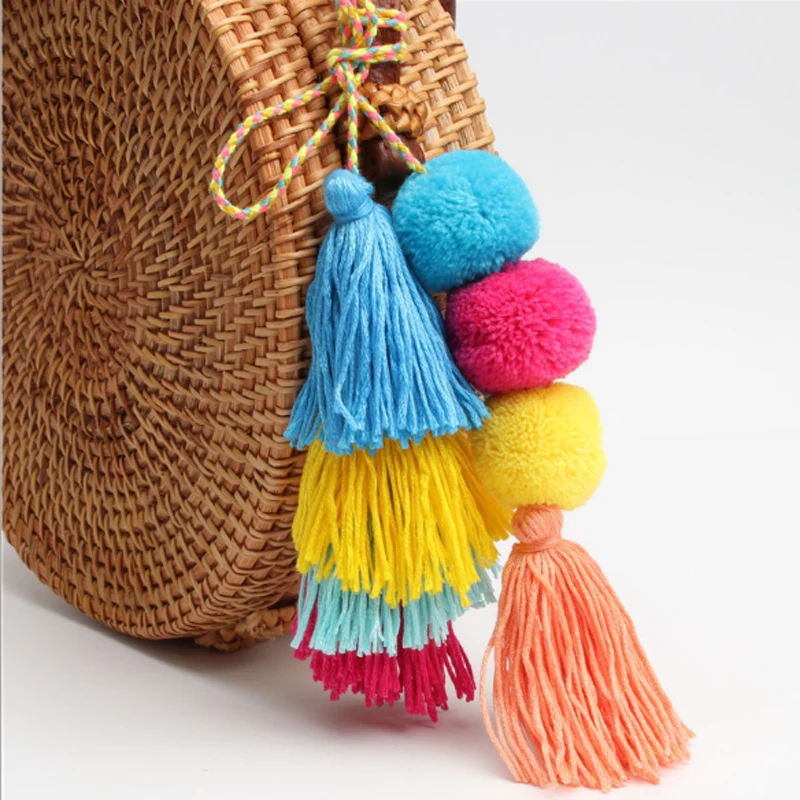 

Fashion Pom Pom Tassel Long Bag Pendant Charm Keyring Keychain for Jewelry Key Ring Jewelry Key Holder QH6001