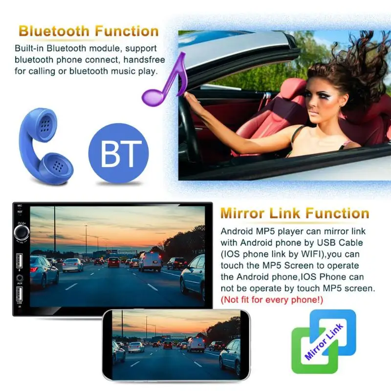 VODOOL 7 &quot2 Din автомобильное радио Android 8 1 четырехъядерный MP5 плеер Авто Радио Bluetooth