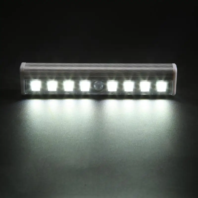 Беспроводной 8 Led PIR датчик движения лампа под шкафом Шкаф Кухонные коридоры