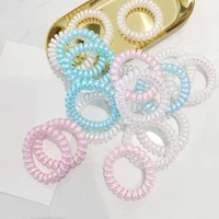 1pc2pcs adjustable transparent blue pink sparkle acrylic exotic fantasy wood elastic telephone line girls hair rope
