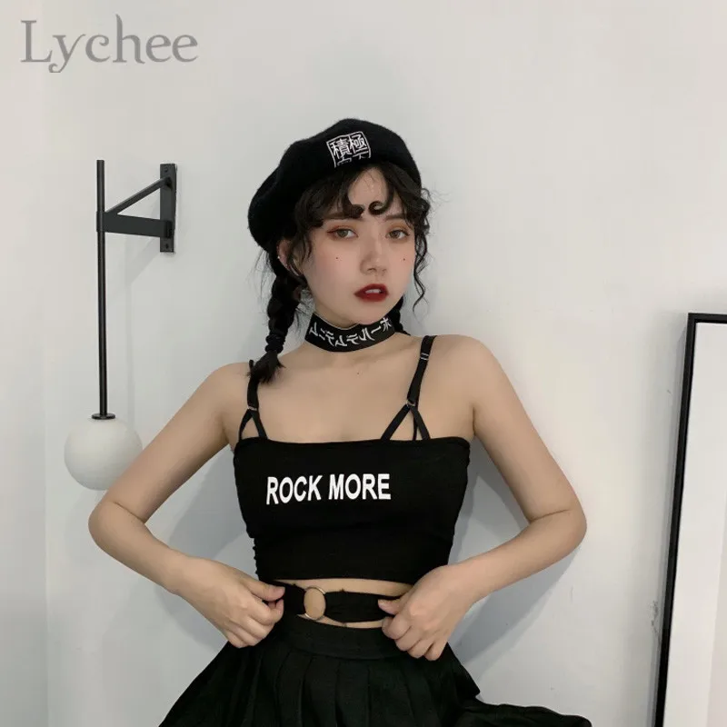 Lychee сексуальное женское кольцо с буквенным принтом укороченный топ открытыми