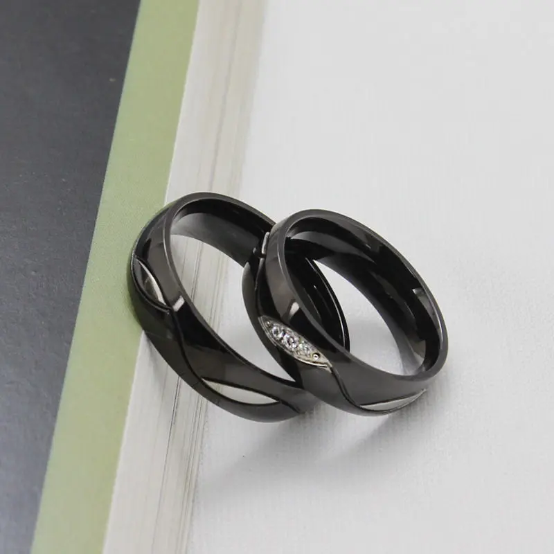

Lover's Black Band Jewelry Titanium Steel Couple Ring Valentine's Day Gift Wedding Engagement Rings Jewelry Band Ring