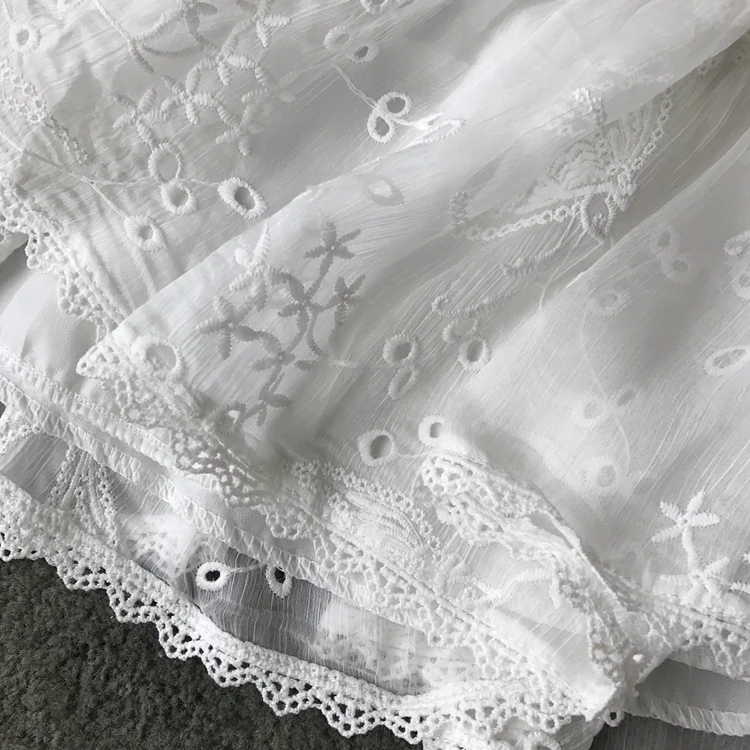 2019 новые модные женские туфли летнее платье с пышными рукавами белая Талия