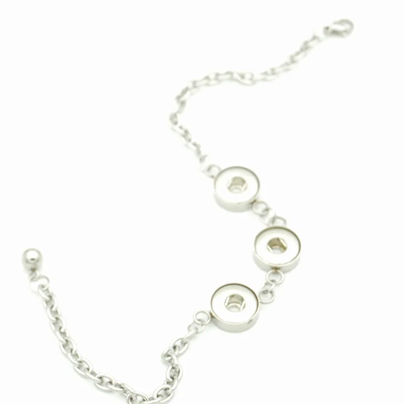 Новый браслет из нержавеющей стали с тремя кнопками DIY 12 мм защелки богемные