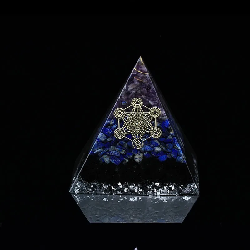 AURA REIKI Orgonite Aogen Natural Crystal Energy Pyramid Decoration Aowei Energy Generator Helps Soothe The Soul Process Resin