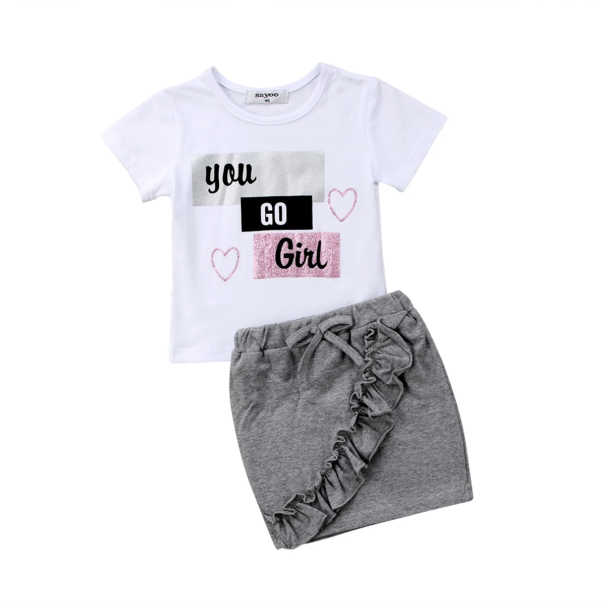 2PCS Fashion Newborn Kid Baby Girls Tops T-shirt Denim Skirts Dress Outfit Clothes Set 2019 Newest | Детская одежда и обувь