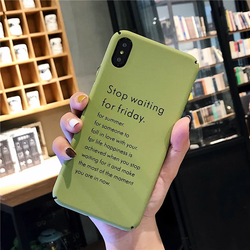 Lovebay Phone Case For iPhone 6 6s 7 8 Plus X XR XS Max Fashion Cute Cartoon Letter Matcha Green Hard PC |