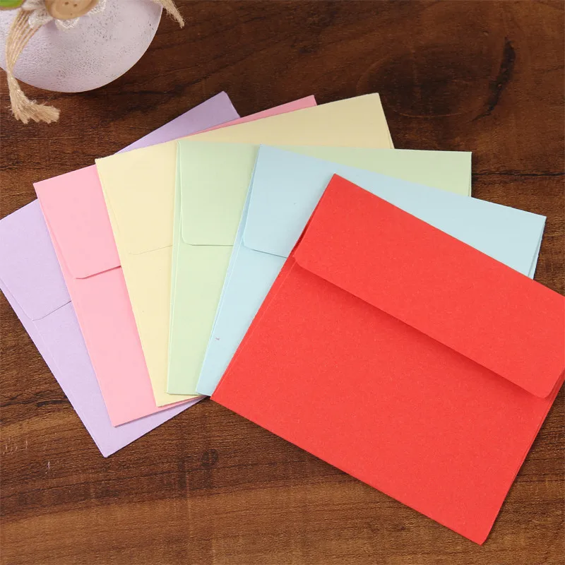

100/lot New Solid Color Envelope Sets 9*10cm Blank Card Sets Available In A Variety Of Colors Retro Envelope Free Shipping