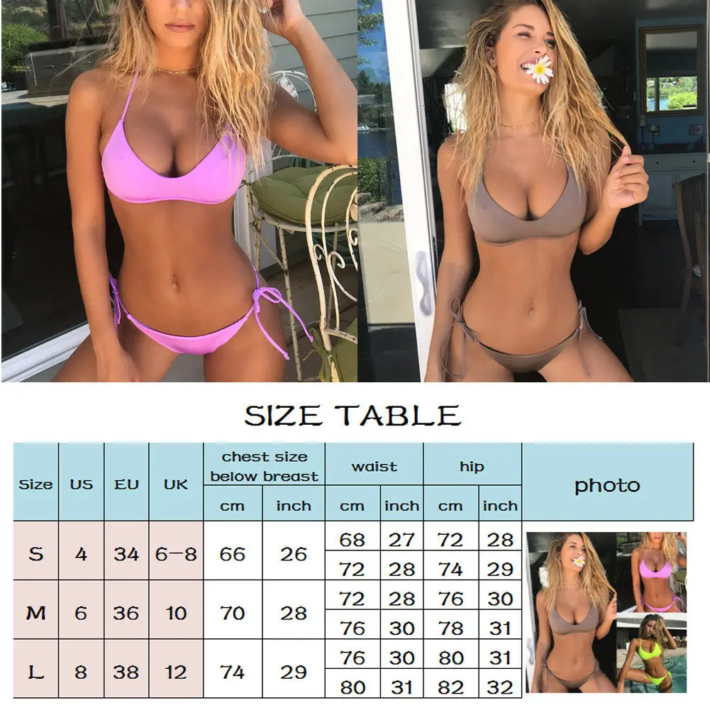 

New Summer Women Push Up Bikini Set Padded Bra Swimwear Lady Bandage Solid Biquinis Brazilian Swimsuit Bathing Suit