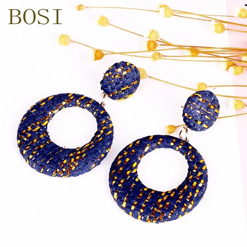 Серьги из ротанга в стиле бохо 2019 Висячие Роскошные Длинные женские серьги