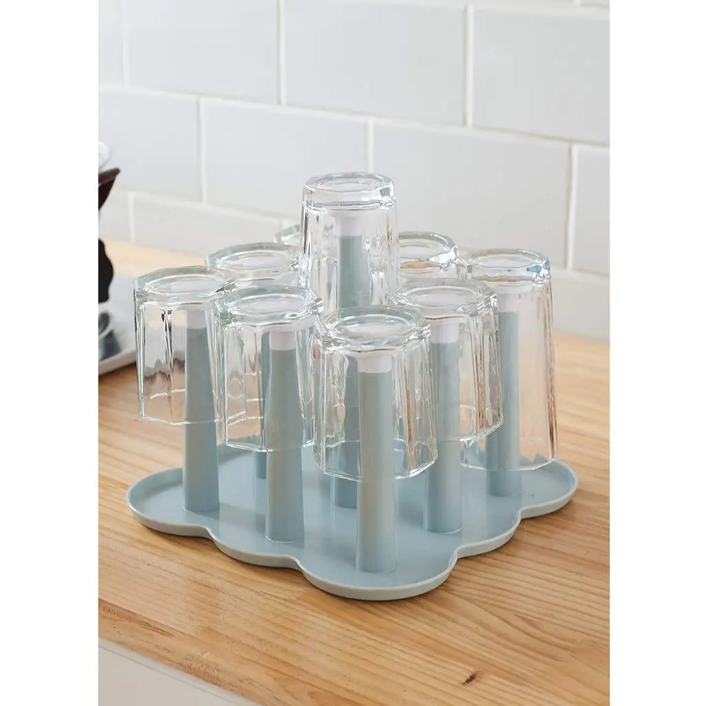Blue Cup Holder Creative Living Room Drain Storage Rack Glass Plastic Tray Drying | Дом и сад