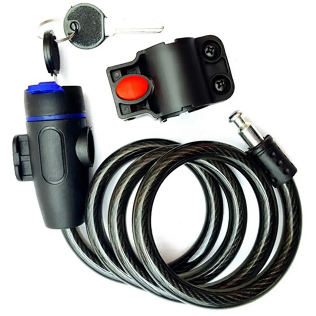 Anti-Theft Bicycle Lock Stainless Steel Cable Coil MTB Bike Security Black | Спорт и развлечения