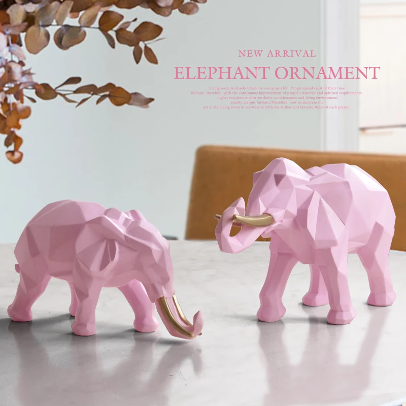 elephant figurine 2set resin for home office hotel decoration tabletop animal modern craft india white elephant statue decor free global shipping
