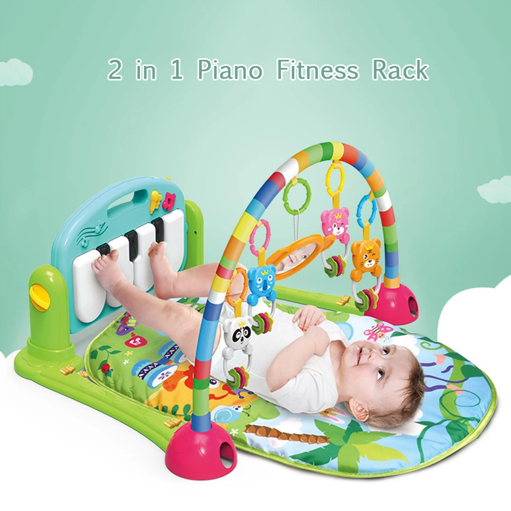 

Baby Kick and Play Piano Gym Mat Rack Newborn Music KeyboardAnd Cute Animal Toy Play Crawling Mat Educational Activity Mat Toy