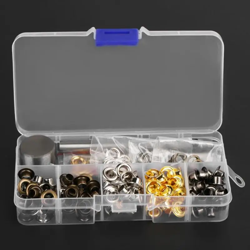 1Box Eyelet Grommet Washer with 3pcs Handwork Fixing Tools Set DIY Craft Clothes Accessories Metal Round Hot Sale | Обустройство дома