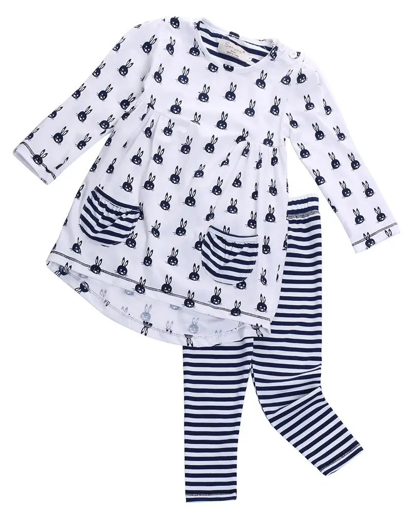 Комплект хлопковой одежды для маленьких девочек блузка с длинными рукавами и