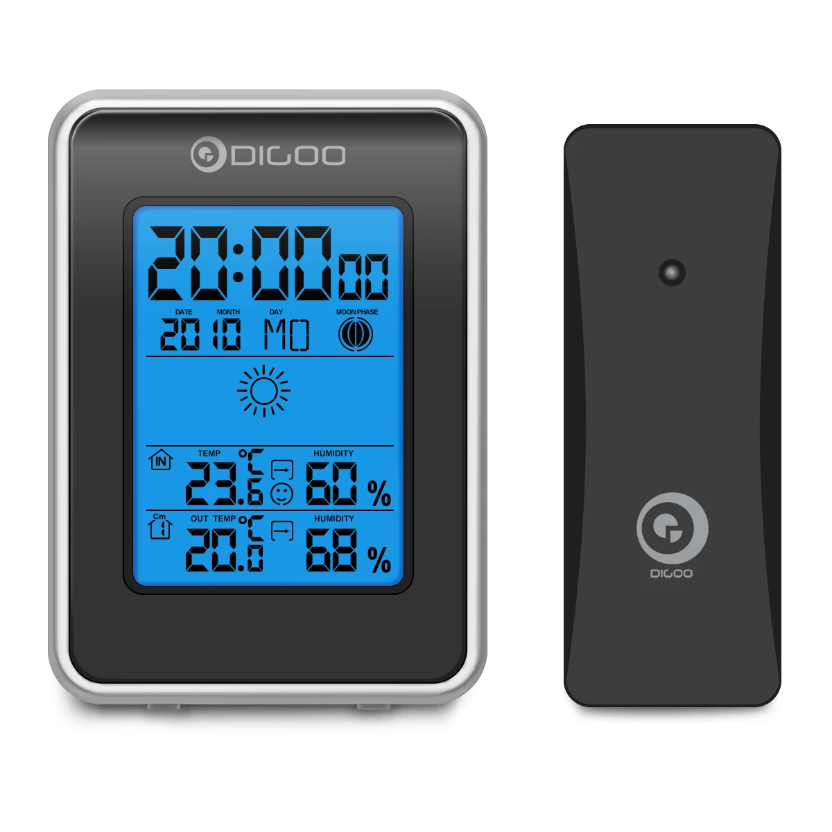 Digoo DG-TH1981 Погодная станция с синей подсветкой цифровой LCD гигрометр термометр Прогноз погоды Сенсор часы