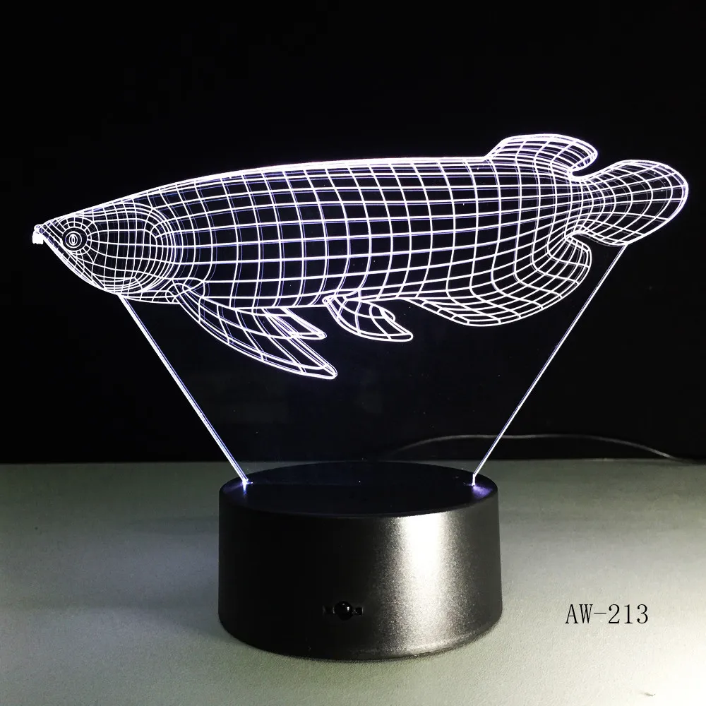 3D имитация рыбы визуальный светодиодный ночник счастливая Arowana настольная лампа
