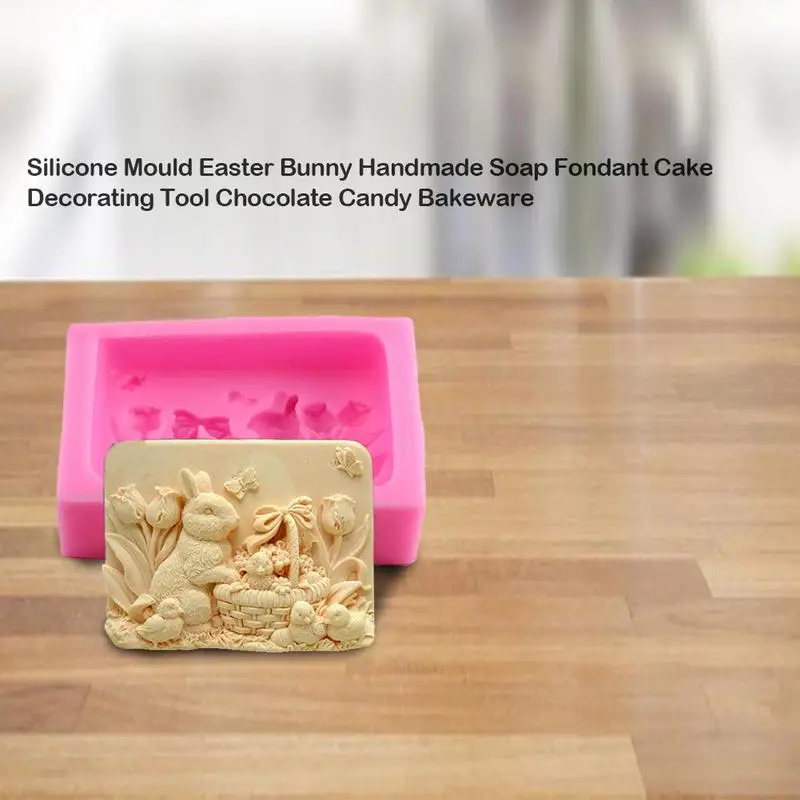 Пасха 3D кроликов Торт Животных Форма Силиконовая Fondant Mold Кухня печенья мыло с