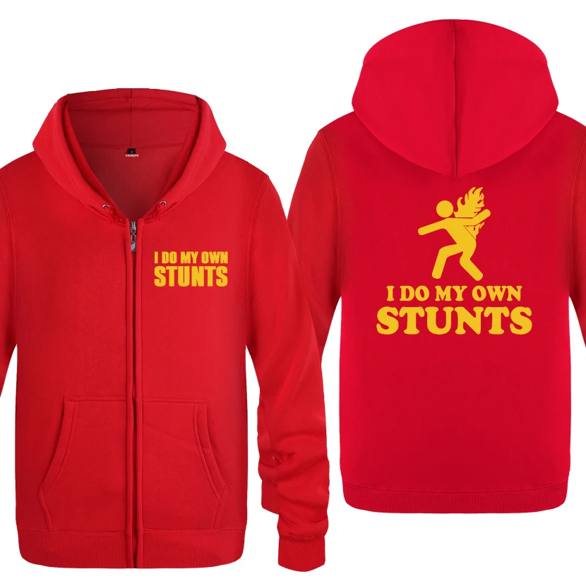 I Do My Own Stunts - Stuntman Back On Fire Pyro Sweatshirts Men 2018 Mens Zipper Hooded Fleece Hoodies Cardigans | Мужская одежда