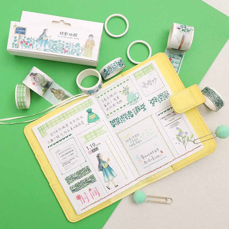 8Pcs Cute Whale Masking Tape Kawaii Cherry Washi Plant Decorative Adhesive For Kids Scrapbooking Diary Photos Albums | Канцтовары для