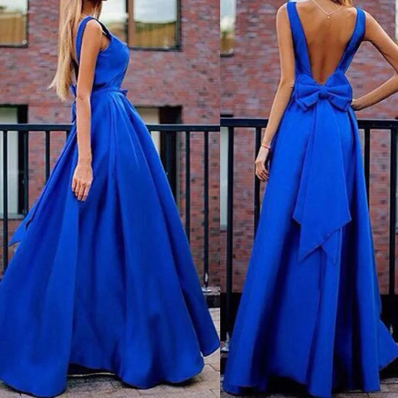 Женское элегантное голубое платье трапециевидной формы с v образным вырезом