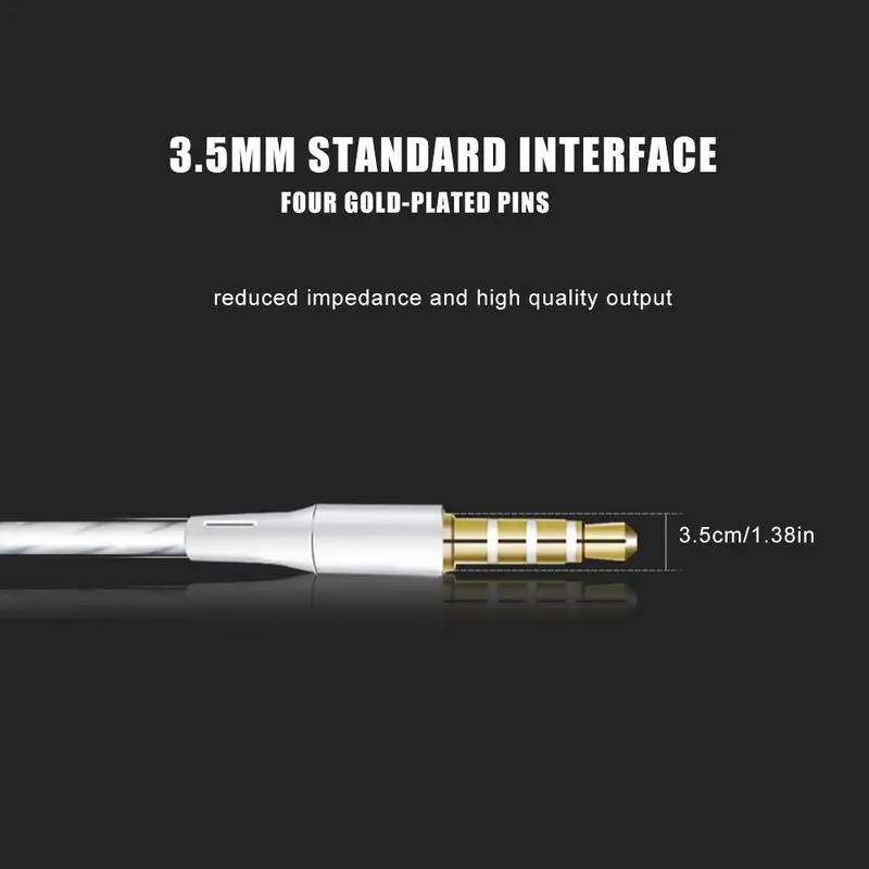 1.6m Arphones 3.5mm Wire-Controlled Portable Audio-Visual Headsets Straight-Line Subwoofer Earphones For Phones Earbuds | Электроника