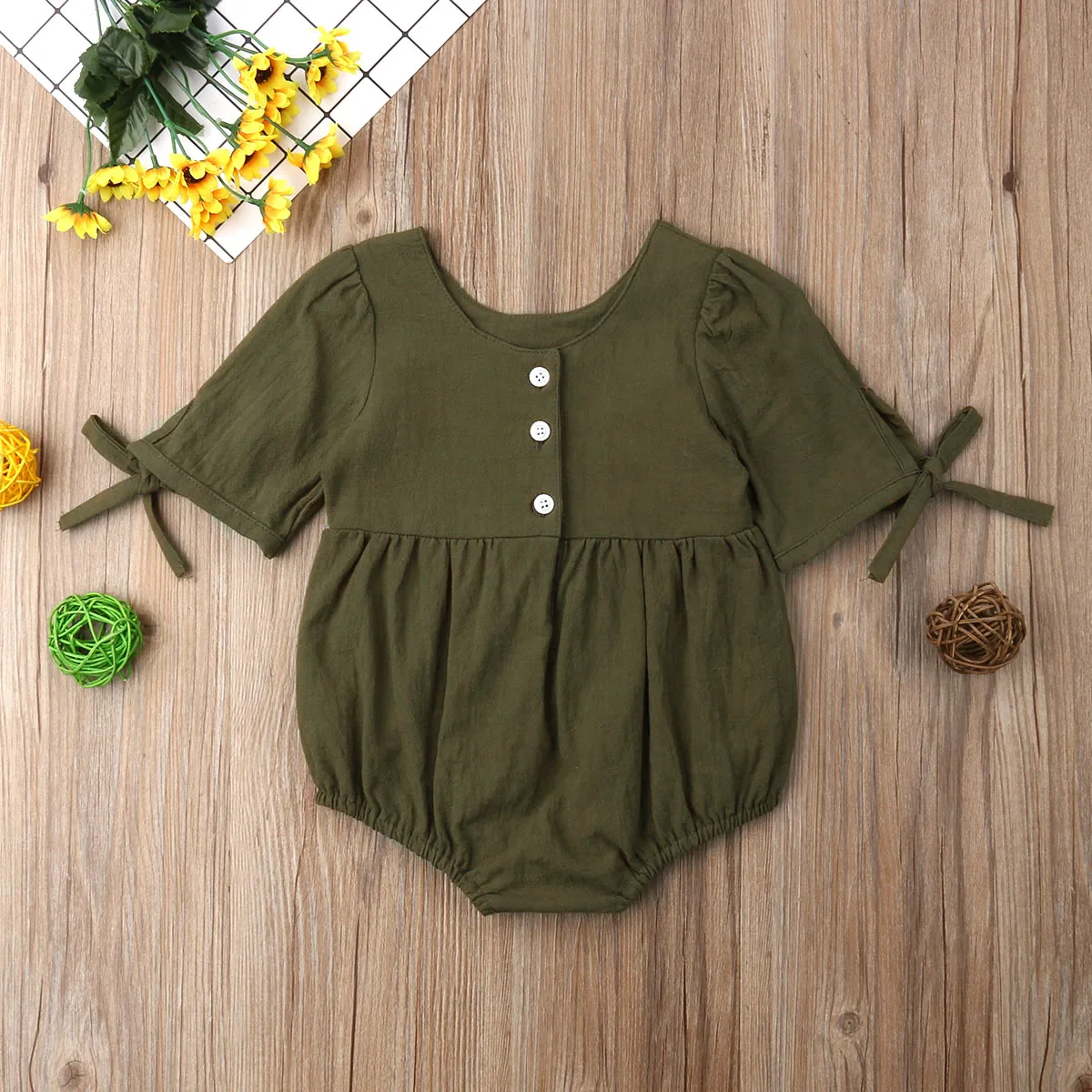 2019 Brand New Newborn Infant Baby Girls Solid Bodysuit Short Sleeve Bowknot Belt Jumpsuit Playsuit Casual Summer Clothes 0-24M | Детская
